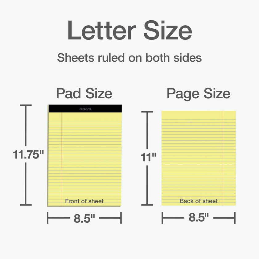 Oxford Legal Pads, 8.5 x 11 Inch, Wide Ruled, Yellow Paper, 50 Sheets per Pad, 12-Pack Notepads for School, Office, Lists, and Note Taking, Letter Size, Double-Sided Writing Pages 🍁 All In One Marketplace Canada