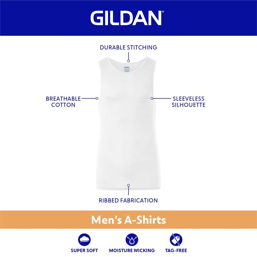 Gildan Men's A-Shirt Tanks, Multipack, Style G1104, Black (6-Pack), Medium 🍁 All In One Marketplace Canada