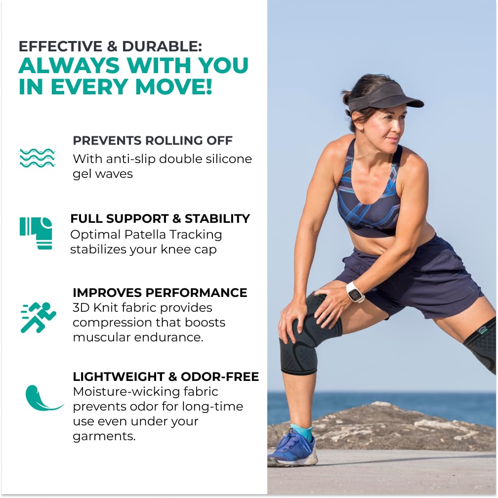 MODVEL 2 Pack Compression Knee Braces for Men & Women – Knee Support Sleeves for Sports, Workouts, Running, Weightlifting, Basketball, Volleyball – Joint Knee Pain Relief 🍁 All In One Marketplace Canada