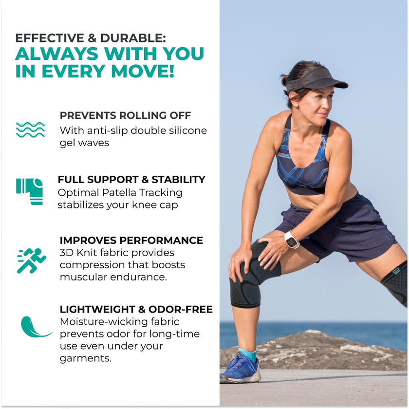 MODVEL 2 Pack Compression Knee Braces for Men & Women – Knee Support Sleeves for Sports, Workouts, Running, Weightlifting, Basketball, Volleyball – Joint Knee Pain Relief 🍁 All In One Marketplace Canada