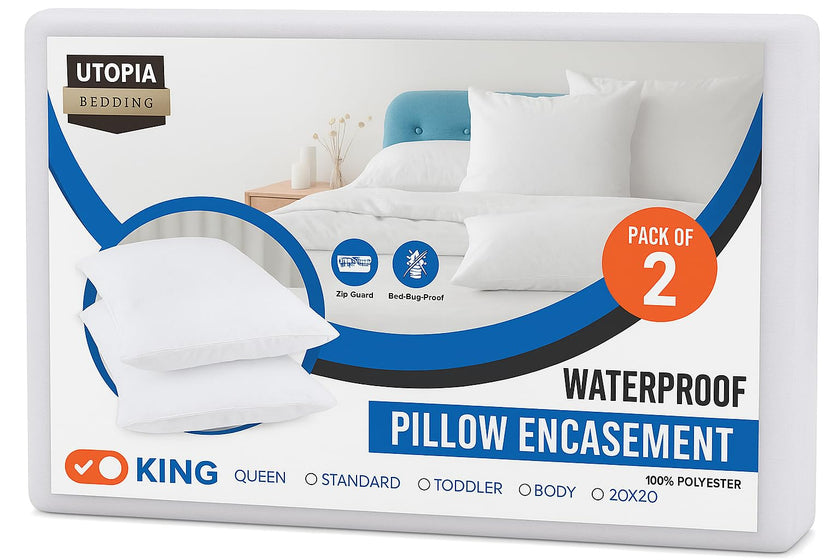 Utopia Bedding Waterproof Pillow Protectors Zippered King Size (2 Pack, White), Zippered Pillowcases, Bed Bug Proof Pillow Encasement Covers 20 x 38 Inches 🍁 All In One Marketplace Canada
