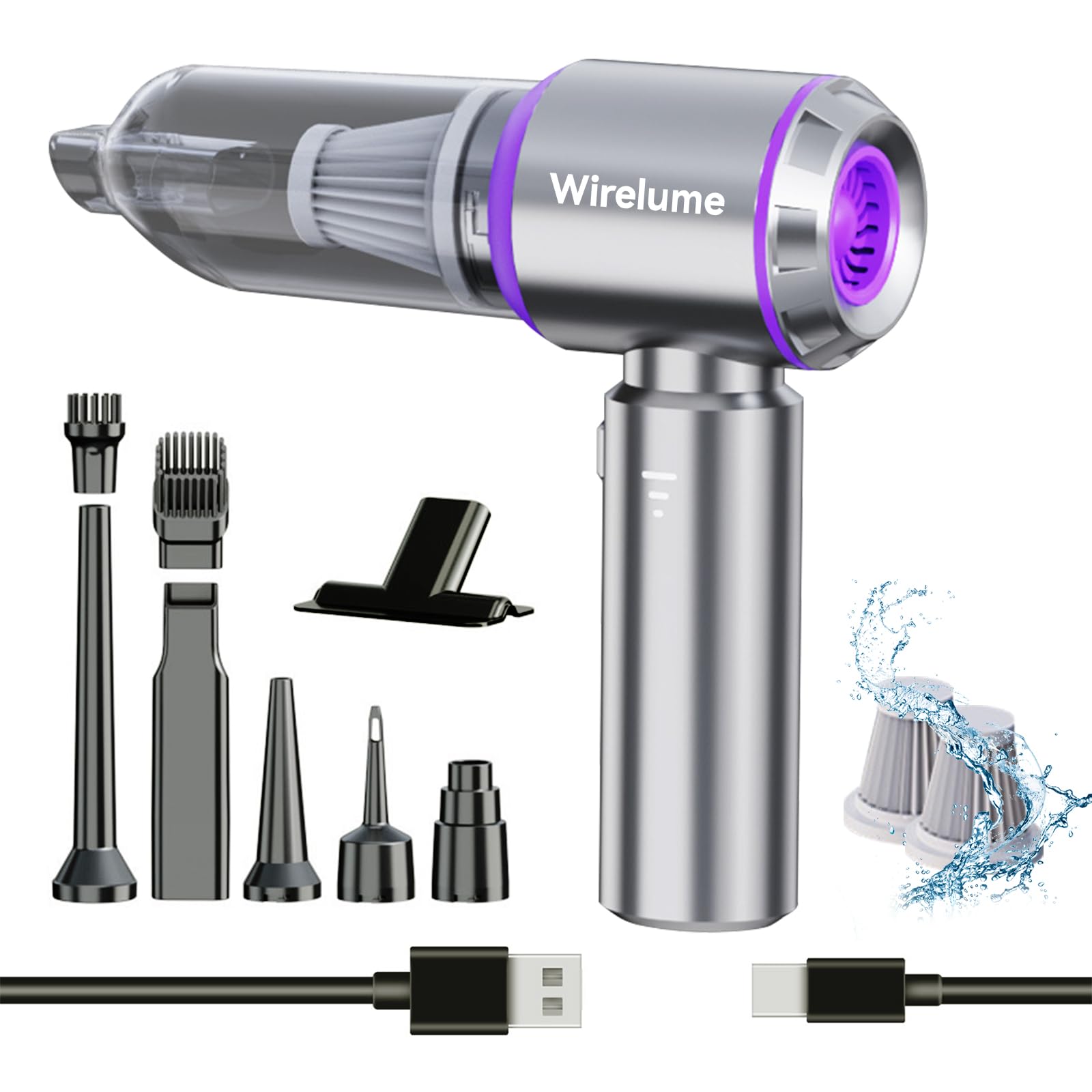 Handheld Car Vacuum Cleaner Cordless Powerful 22000Pa Strong Cyclonic Suction Blowing Brushless Motor Mini Portable Rechargeable Lightweight Hand Held for Pet Hair Vehicle Home Office Purple 🍁 All In One Marketplace Canada