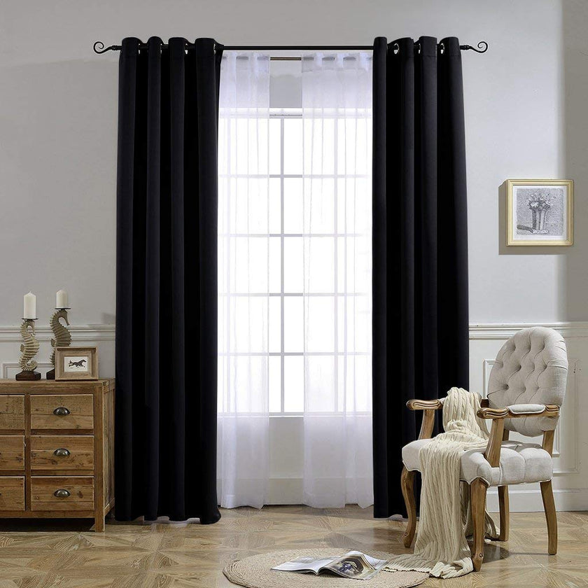 NICETOWN Blackout Curtains 2 Panels - Black Out Curtains 84 Inch Long,Insulated Curtains Room Darkening Grommet Curtains for Bedroom Living Room Windows (52 by 84 Inches,Black,Set of 2) 🍁 All In One Marketplace Canada