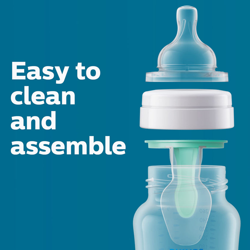 Philips Avent Anti-Colic Bottle with AirFree Vent, 4oz, with Flow 1 Nipples, 0m+, 4pk, Clear, SCY701/04 🍁 All In One Marketplace Canada
