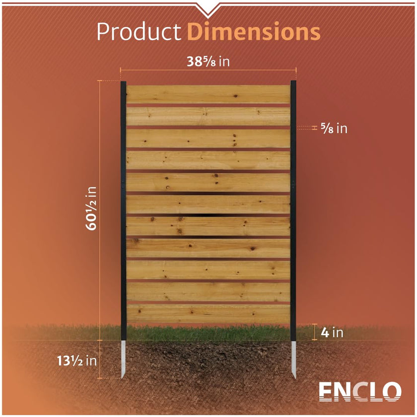 5ft H x 3.2ft W (1 Panel) No Dig Enclo Concord Cedar Wood Privacy Screen, Great to Hide Trash Cans, Decorative Patio Privacy Screen, Outdoor Fence, Air Conditioner Fence, EC18022 🍁 All In One Marketplace Canada