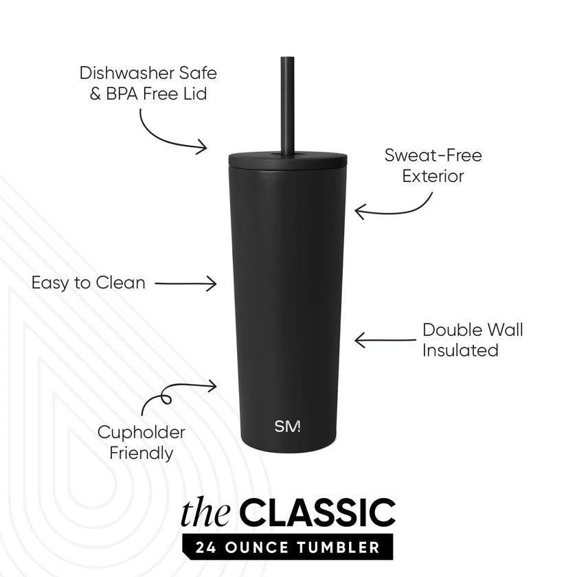 Simple Modern Iced Coffee Tumbler, Insulated | 24oz | Black 🍁 All In One Marketplace Canada