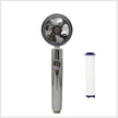 Propeller Driven Shower Head With Stop Button And Cotton Filter Turbocharged High Pressure Handheld Shower Nozzle