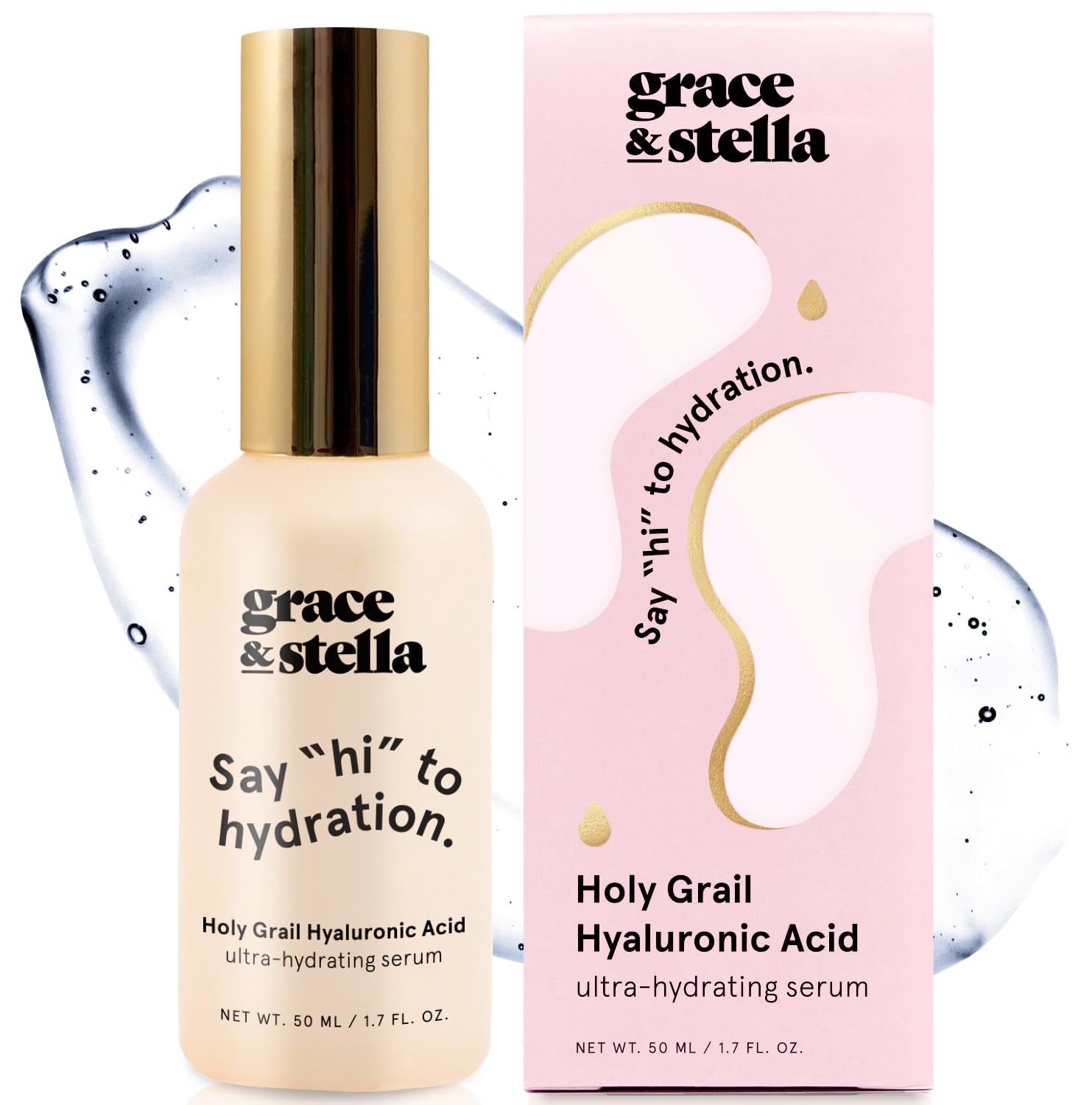 grace & stella Award Winning Hyaluronic Acid Serum for Face (50ml) Hydrating Hyaluronic Acid - Acide Hyaluronique Face - Anti Aging Serum to Hydrate, Remove Fine Lines, Wrinkles, Boost Collagen 🍁 All In One Marketplace Canada