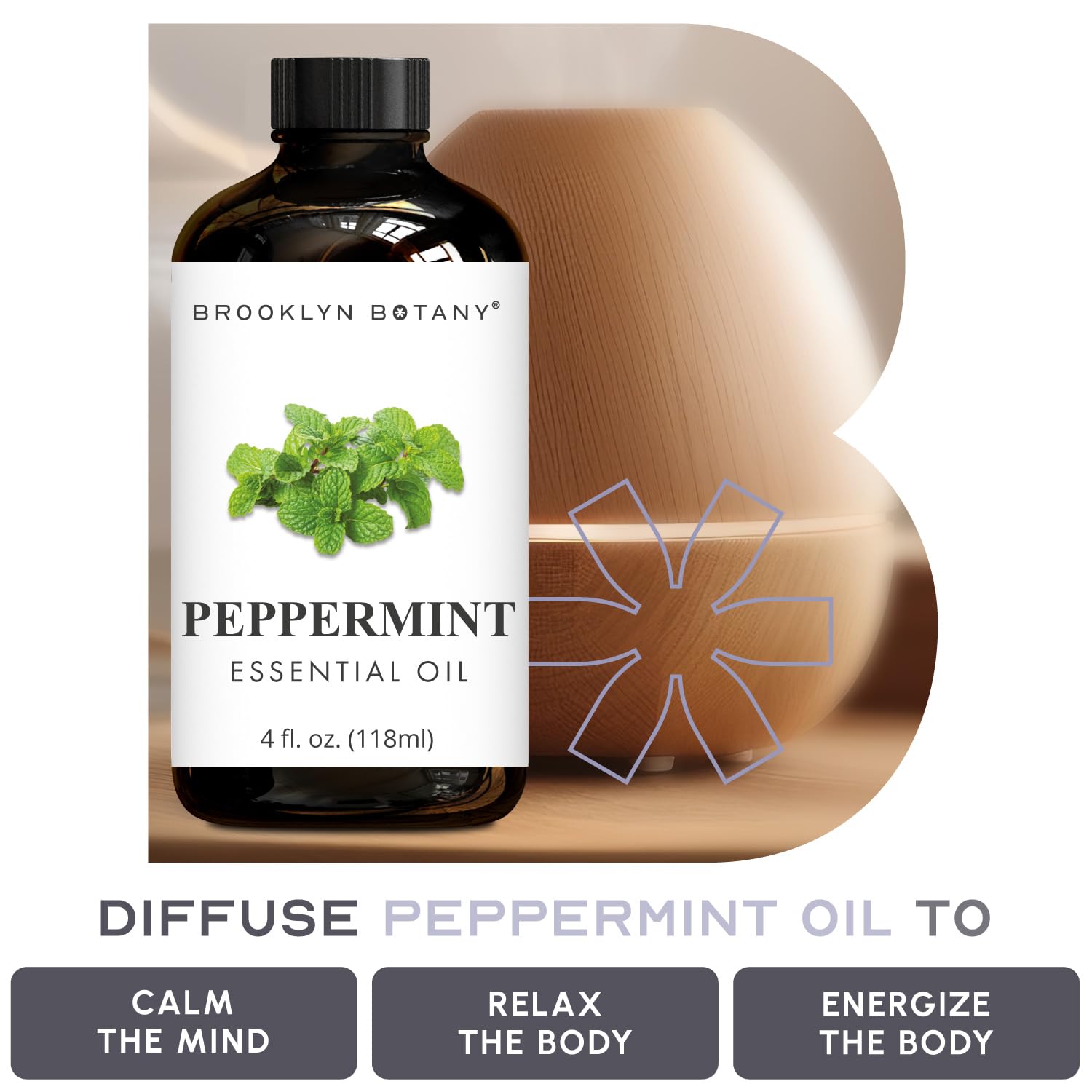 Brooklyn Botany Peppermint Essential Oil - Huge 118 ml - 100% Pure and Natural - Premium Grade with Dropper - for Aromatherapy and Diffuser 🍁 All In One Marketplace Canada