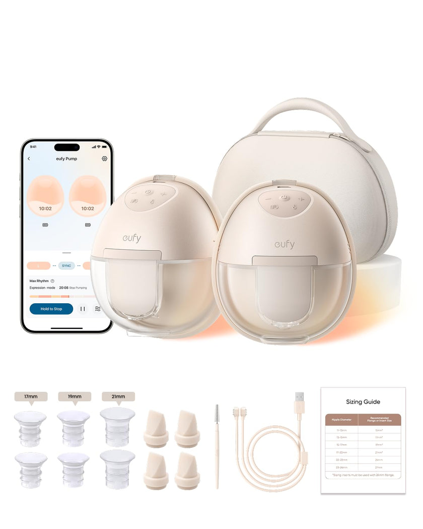 eufy Security Breast Pump Series S1 Pro, Electric Hands-FreeBreast Pump with Heating Technology, Portable Charging Case, App Controlled Smart Rhythm, Hospital-Grade Suction, Leak-Proof and Ultra-Quiet 🍁 All In One Marketplace Canada