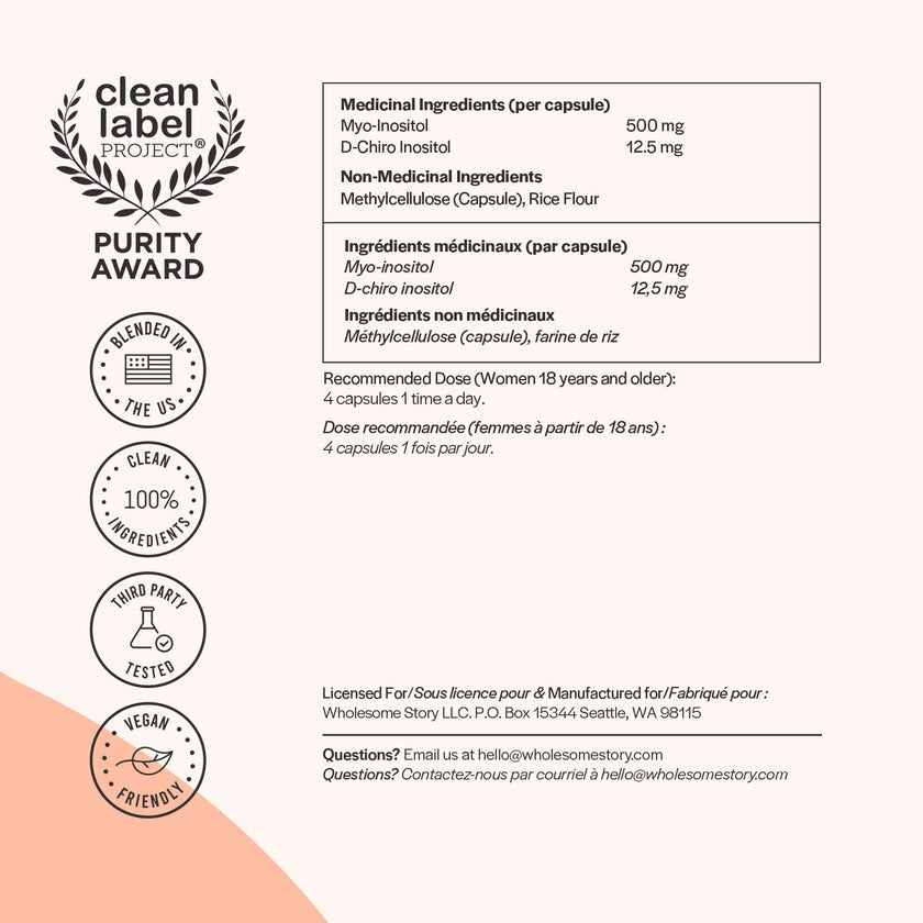 Myo-Inositol & D-Chiro Inositol Powder Capsule | Restore Ovarian Function and Promote Glucose Metabolism in Women with PCOS | 30-Day Supply | 120 Inositol PCOS Supplements for Women Caps 🍁 All In One Marketplace Canada