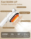 Hulmay Steamer Clothes, 1200W Clothes Steamer, Steam Iron 2-in-1, Portable Handheld Steamer for Travel 10s Heat-Up, Travel Size Clothing Steamer and Garment Steamer for Home, Office -White, 110-120V 🍁 All In One Marketplace Canada