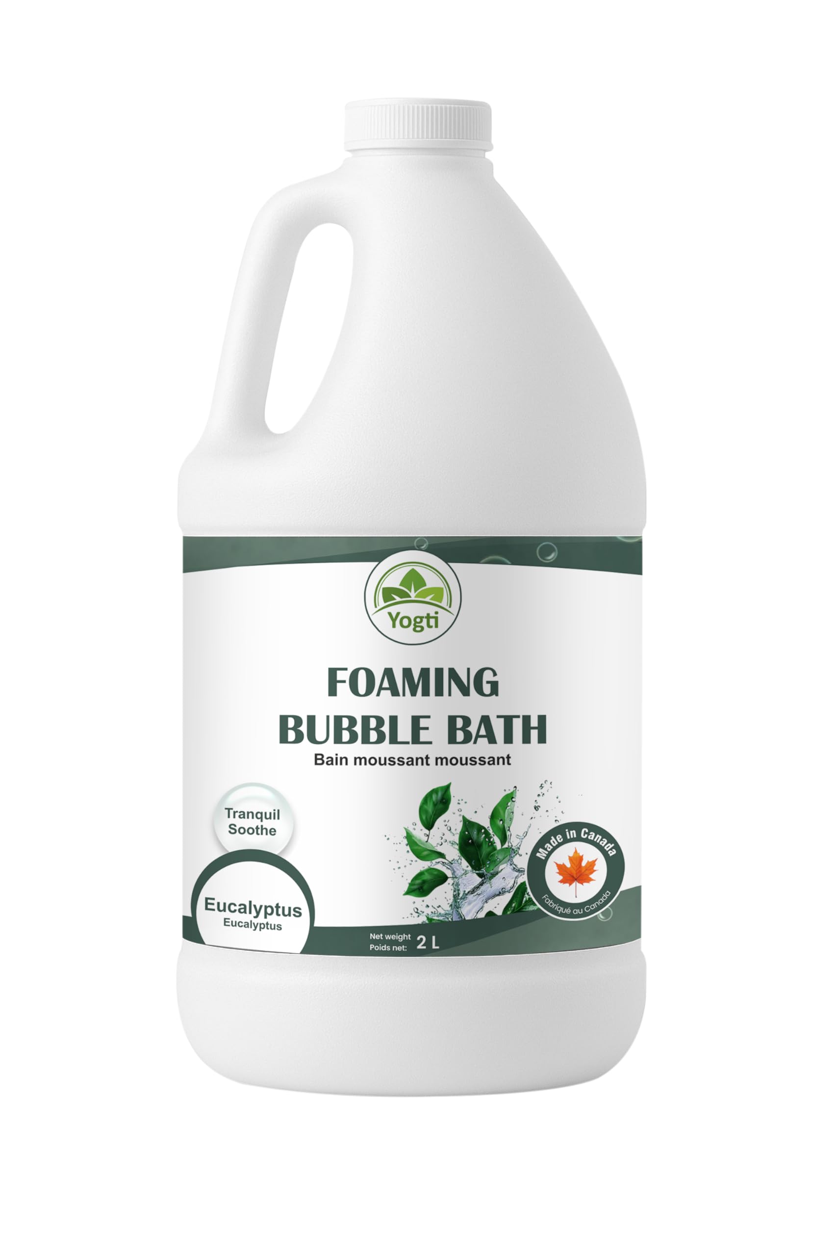Yogti [Made in Canada] Foaming Bubble Bath Body Wash, 2 Eucalyptus, Made with with Epsom Salt & Pure Eucalyptus Essential Oil - 2 L 🍁 All In One Marketplace Canada