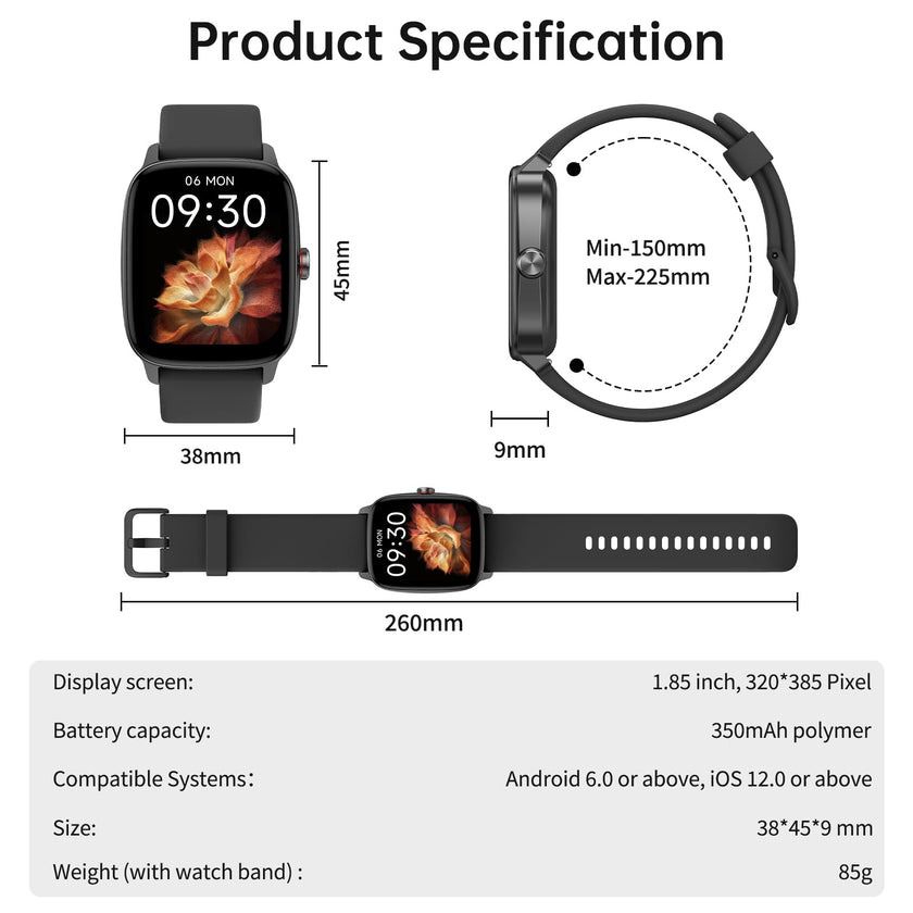 Smart Watch for Men Women, Bluetooth Call Smartwatch with AI Voice, 1.85