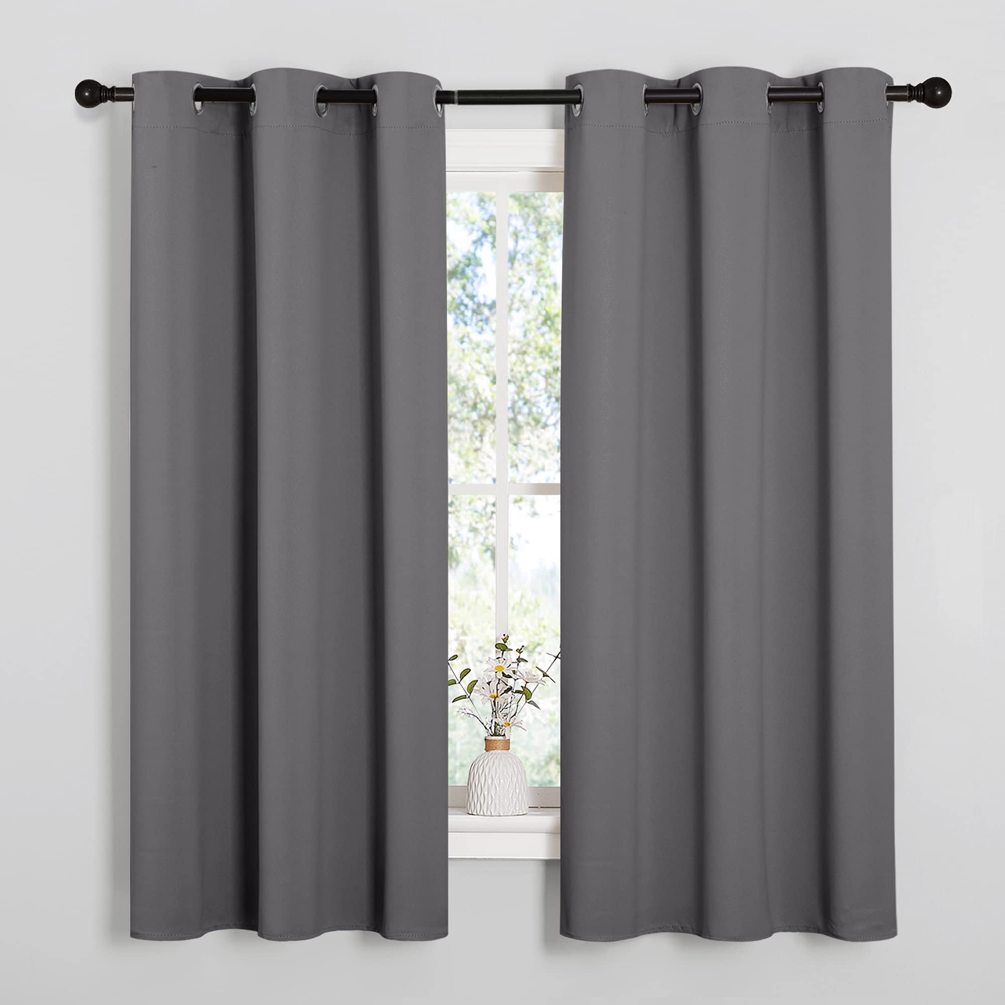 NICETOWN Blackout Curtains 2 Panels for Bedroom- Thermal Insulated Grommet Blackout Curtains 63 Inches Long for Living Room/Kitchen Rideaux occultants (2 Panels, W42 x L63 -Inch,Grey) 🍁 All In One Marketplace Canada