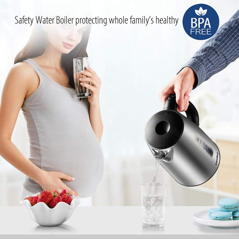 COMFEE' Stainless Steel Electric Kettle, 1.7L Tea Kettle Electric for Boiling Water, Hot Water Kettle 1500W Fast Boil with LED Light, Auto Shut-Off and Boil-Dry Protection 🍁 All In One Marketplace Canada
