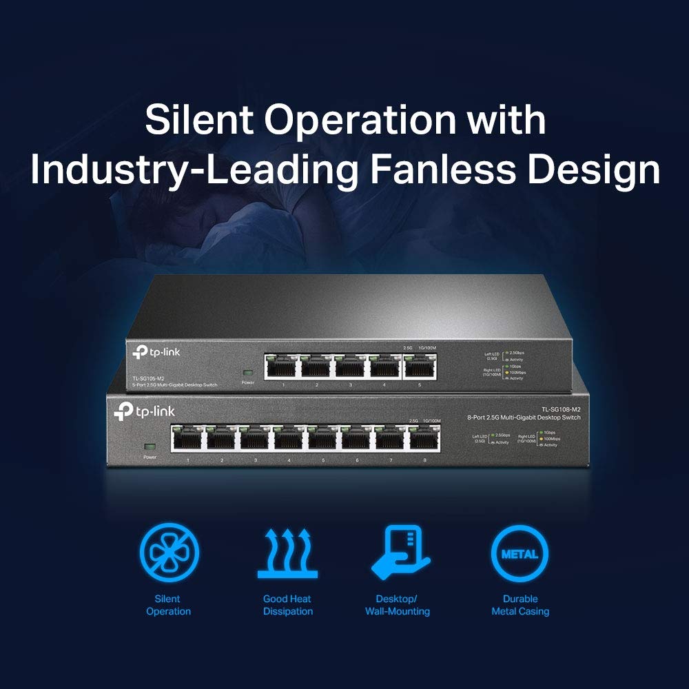 TP-Link TL-SG105-M2 | 5 Port Multi-Gigabit Unmanaged Network Switch, Ethernet Splitter | 2.5G Bandwidth | Plug & Play | Desktop/Wall-Mount | Fanless Metal Design 🍁 All In One Marketplace Canada