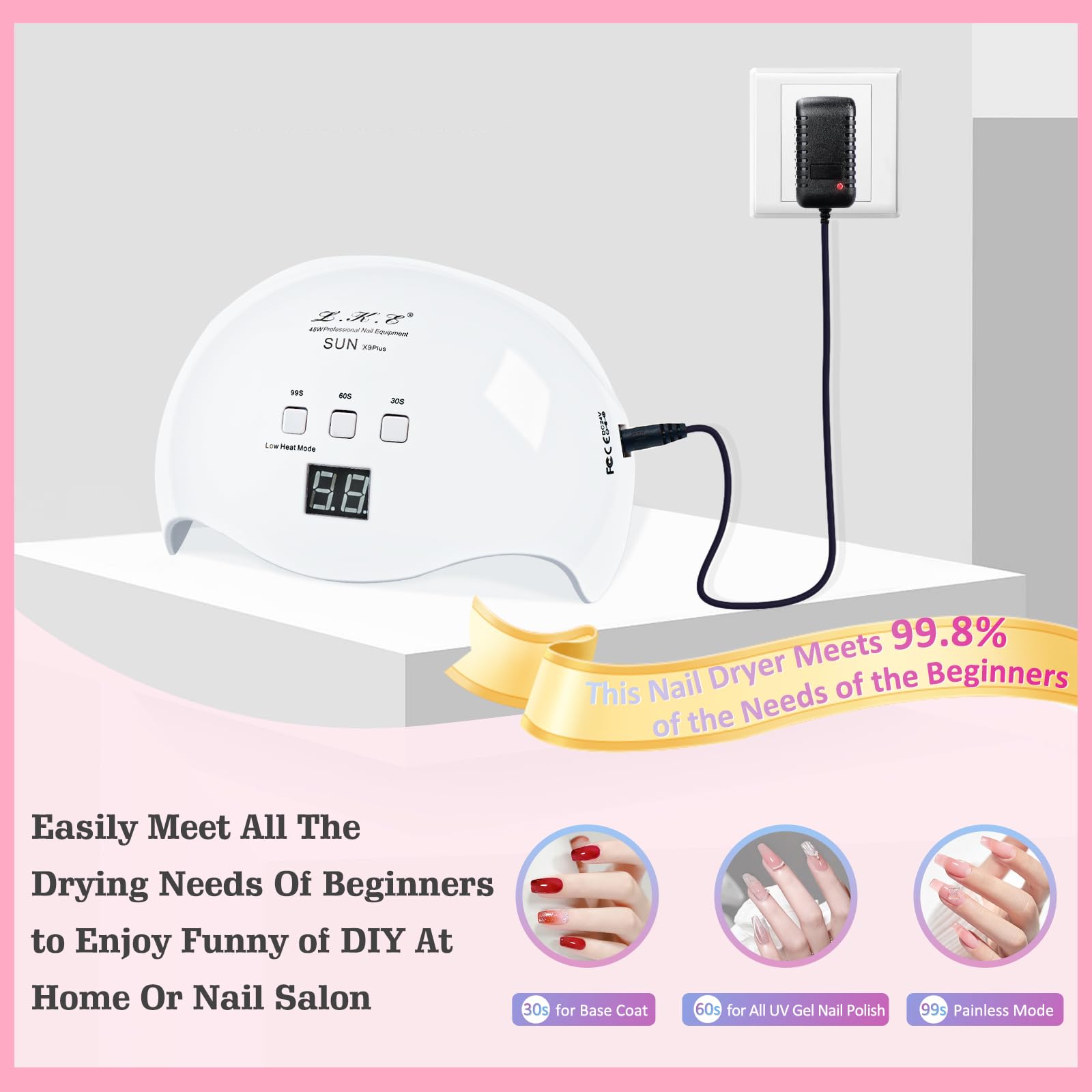 UV Nail Light, LKE Nail Dryer UV Light for Gel Nails with 3 Timers Professional UV LED Nail Lamp for Gel Nail Polish Kit Nail Art Tools Accessories in Home Use 🍁 All In One Marketplace Canada