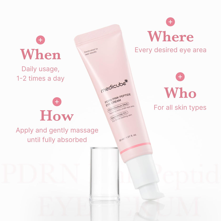 medicube Salmon DNA PDRN Pink Peptide Eye Serum with Niacinamide and 99% Purity Retinol for Fine Lines, Uneven Skin Tone, Korean Skin Care 1.01fl.oz 🍁 All In One Marketplace Canada