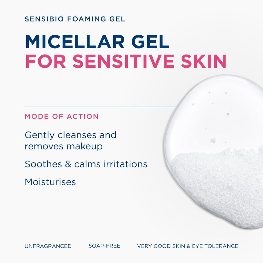 Bioderma Sensibio Foaming Gel Gentle Face Cleanser, Cleansing and Makeup Removing Refreshing Feeling for Sensitive Skin, Unscented, 16.9 Fl Oz 🍁 All In One Marketplace Canada