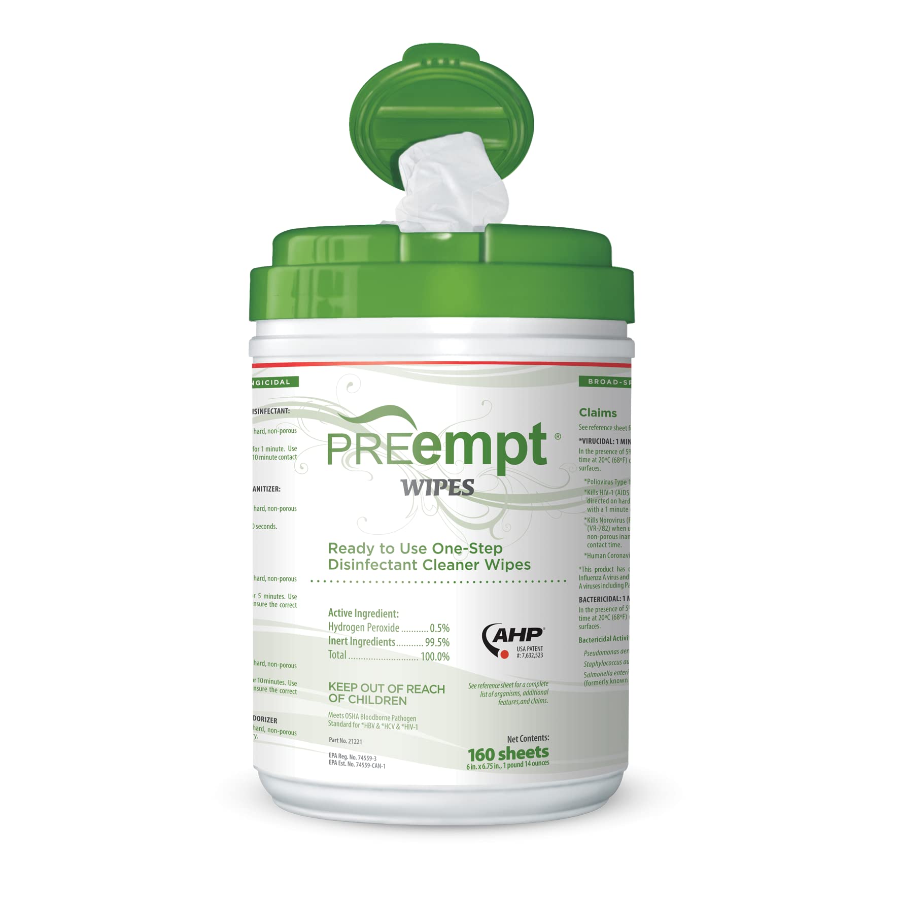 PREempt One Step Disinfectant Cleaner Wipes - All Purpose Wipes for Salons, Spas, Clinics, Studios - Wipes Canister (1 pack) 🍁 All In One Marketplace Canada