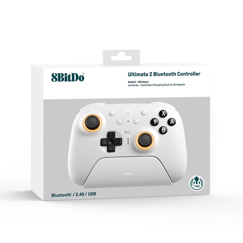 8BitDo Ultimate 2 Bluetooth Controller for Switch/Switch 2 & Windows PC, Switch Pro Controller with TMR Joysticks, Switchable Hall Effect/Tactile Triggers, Vibration and Motion Control - White 🍁 All In One Marketplace Canada