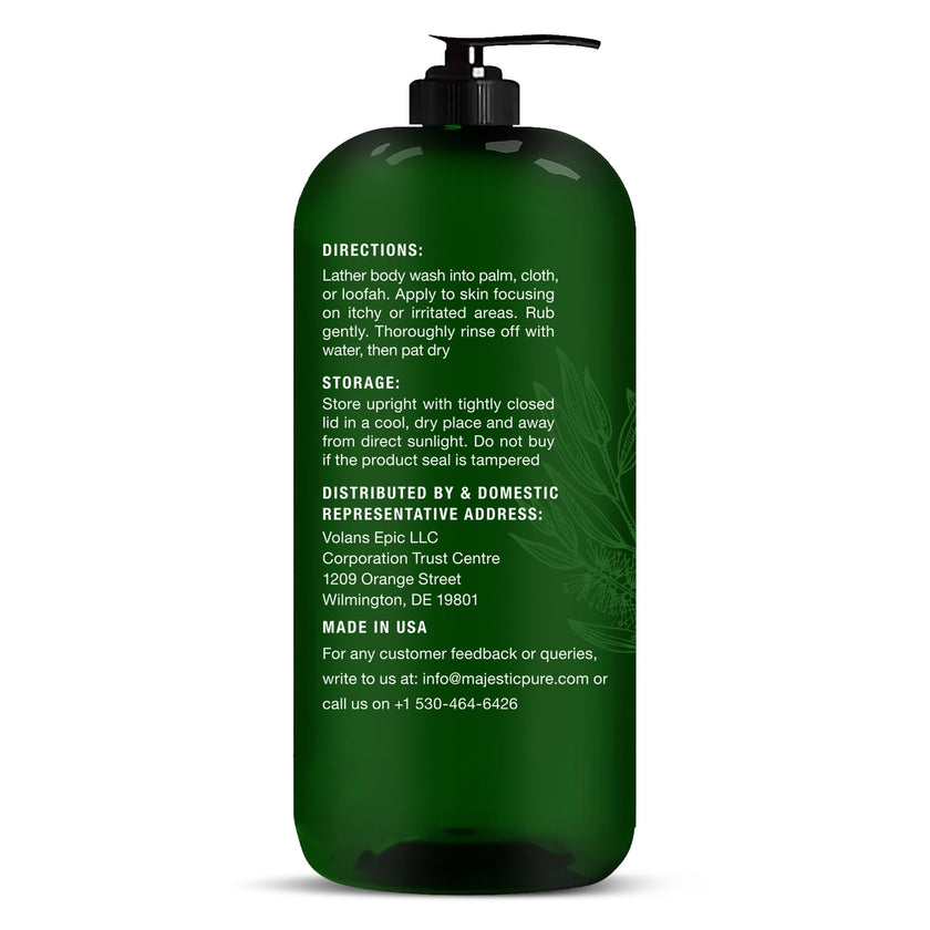 MAJESTIC PURE Tea Tree Body Wash with Collagen - Helps Nail Fungus, Athletes Foot, Ringworms, Jock Itch, Acne, Eczema & Body Odor - Soothes Itching - (Packaging May Vary), 16 fl oz 🍁 All In One Marketplace Canada
