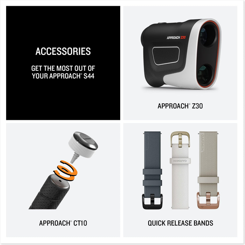 Garmin Approach S44, Essential Golf GPS Smartwatch, AMOLED Display, On-Course Features, Silver Aluminum Bezel with Black Silicone Band 🍁 All In One Marketplace Canada
