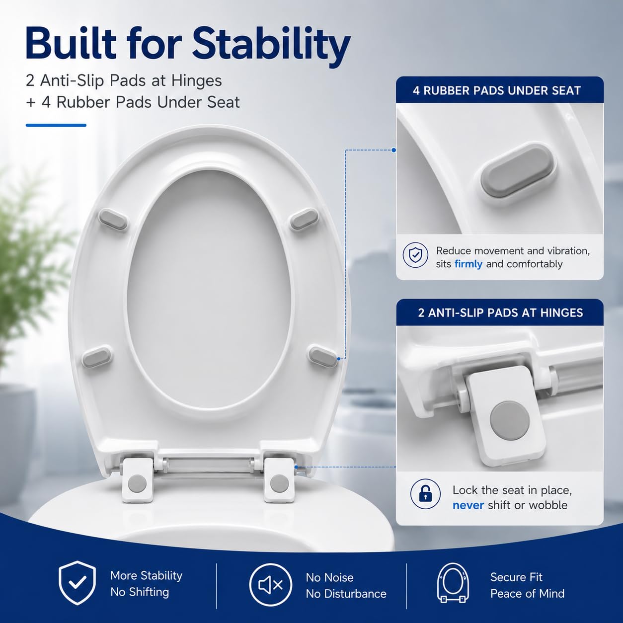 Round Toilet Seat, Slow Close, White Plastic, Never Loosen, 16.5” 🍁 All In One Marketplace Canada