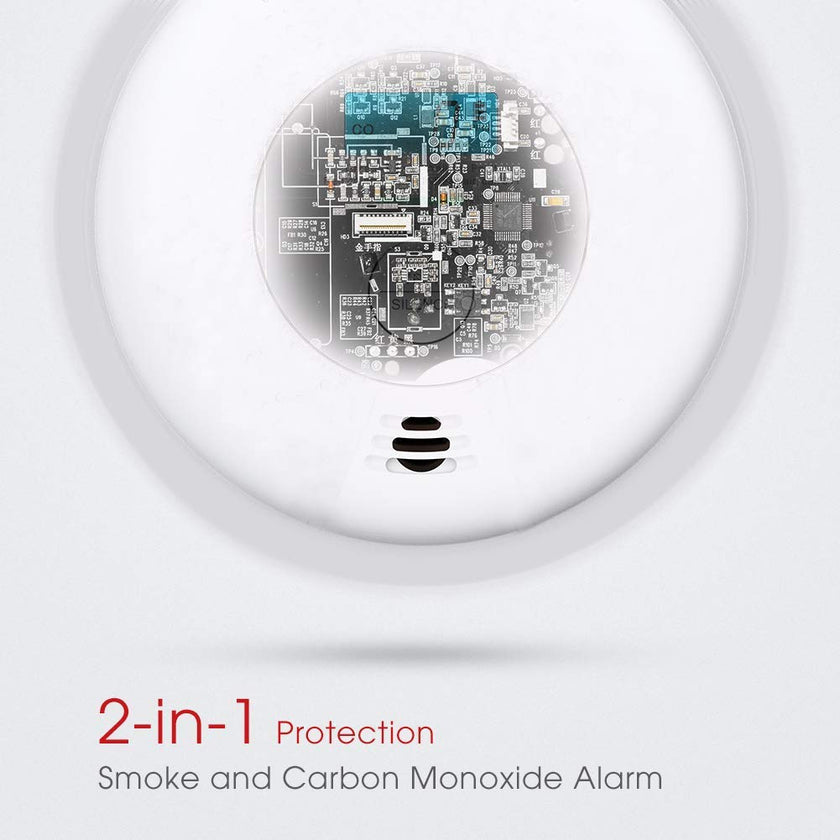 Combination Smoke and Carbon Monoxide Detector Alarm, Beeps Warning Smoke Co Alarm Clock for Travel Home Bedroom Living Room Basement Attics Cars, Battery Operated, Comply with UL 217/UL 2034, 1 Pack 🍁 All In One Marketplace Canada