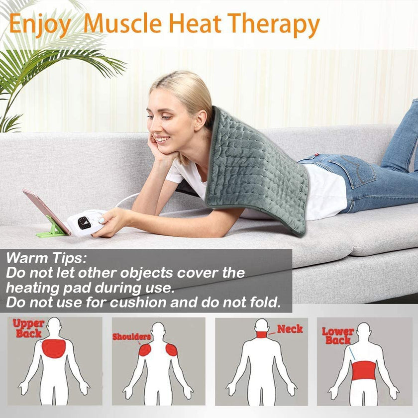 Heating Pad Electric Heat Pad, Hot Heated Pad,Moist Heat Heating Pad Moist and Dry Heat,Multiple Temp and Timer Settings (Gray green, 24