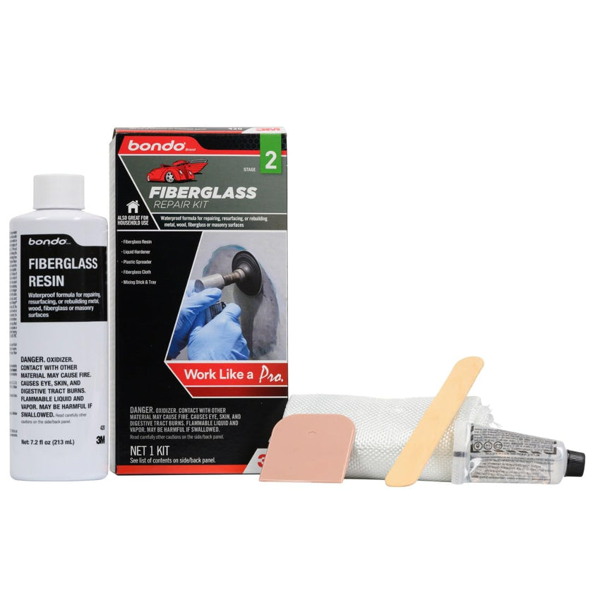 3M Bondo Fiberglass Resin Repair Kit, 0.45 Pint, Includes Fiberglass Resin, Liquid Hardener, Spreader, Fiberglass Cloth and Mixing Tray, Repair Holes & Scratches on Automobiles, Boats and More (420) 🍁 All In One Marketplace Canada