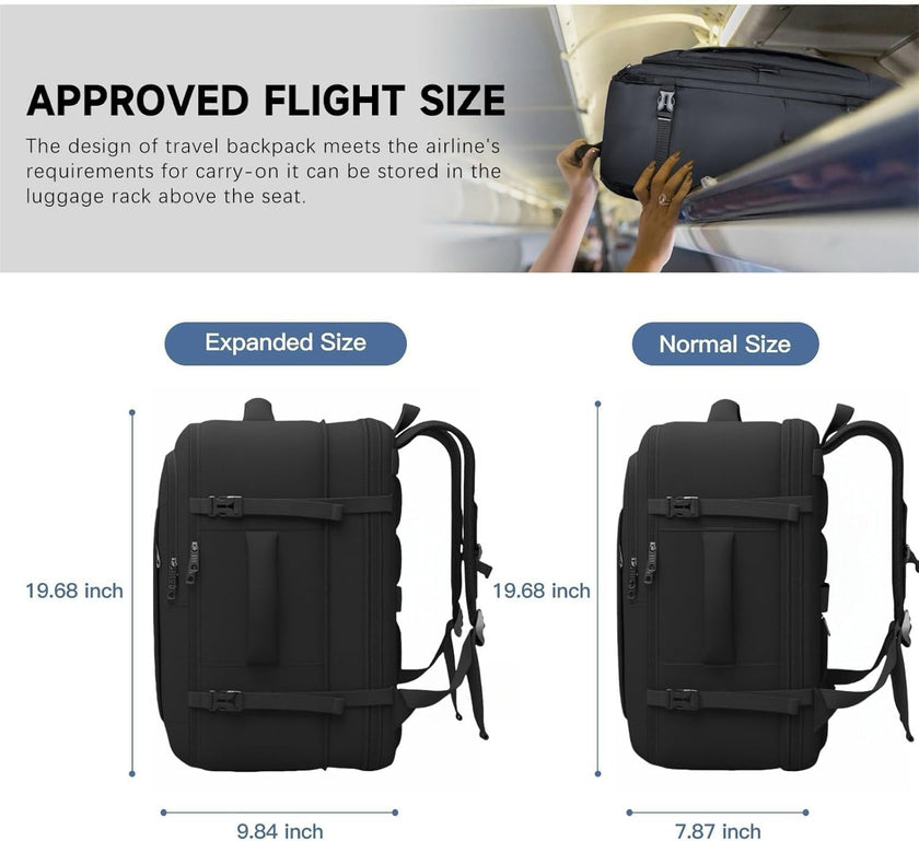 Carry On Backpack, 50L Travel Backpack, Luggage Backpack TSA Flight Approved Laptop Backpack for Men & Women, Large Expandable Backpack 40L Daypack Lightweight Business Weekender Bag, Black 🍁 All In One Marketplace Canada