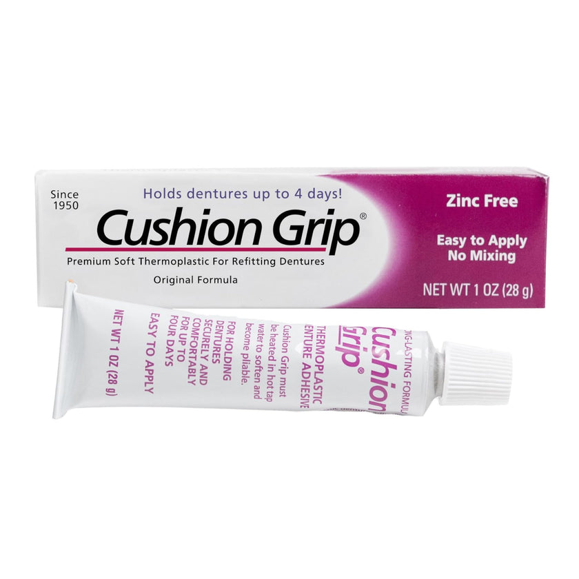 Cushion Grip Thermoplastic Denture Adhesive – Refits & Tightens Loose Dentures, Works Like a Denture Reliner for a Long-Lasting, Secure Fit, Cushions Gums, Waterproof & Zinc-Free - 1 oz 🍁 All In One Marketplace Canada