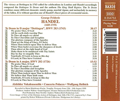 Handel - Te Deum in D major HWV 283 · Te Deum in A major HWV 282 / U. Andersen · Dixon · Mields · M. Wilde · Helbich