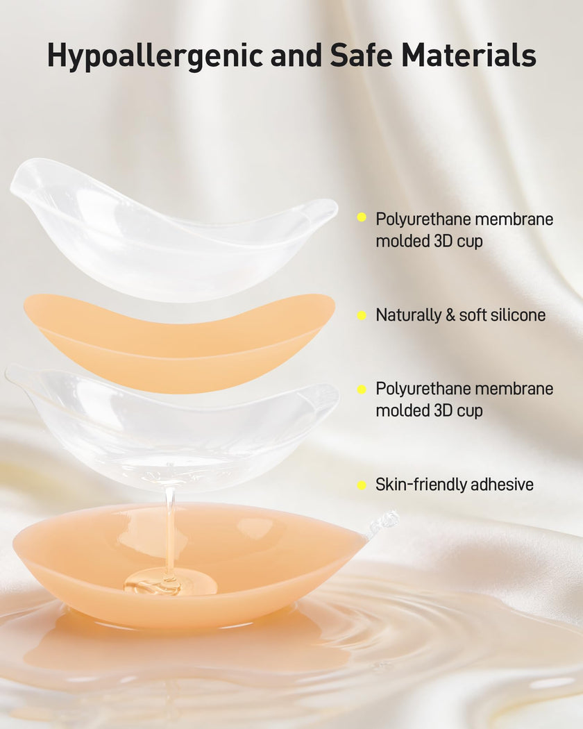 Niidor Adhesive Bra Strapless Sticky Invisible Push up Silicone Bra for Backless Dress with Nipple Covers Nude (C Cup) 🍁 All In One Marketplace Canada