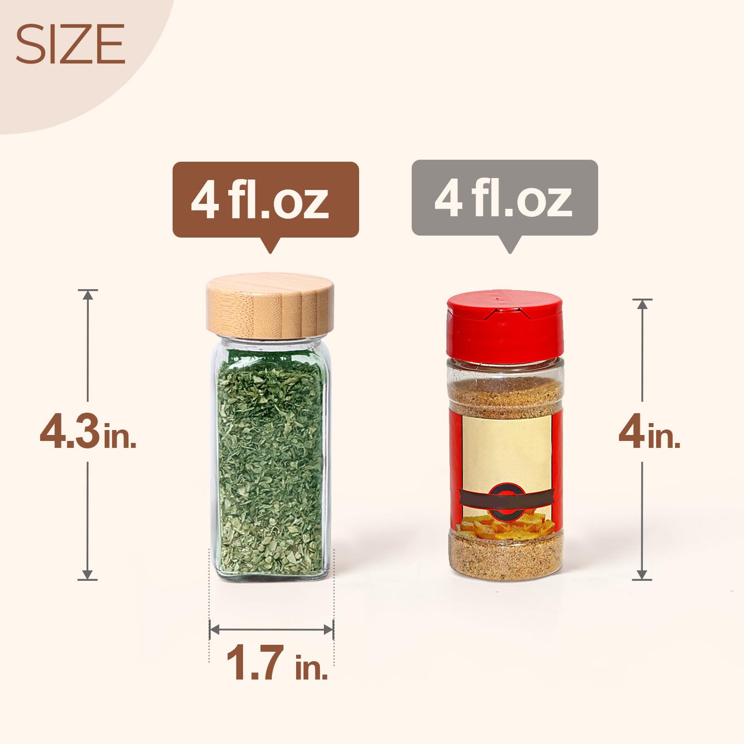 ComSaf 4oz 24Pcs Glass Spice Jars with Bamboo Lids, Empty Spice Containers with 93 Labels, Square Seasoning Containers Trial and Supplement Set, Small Seasoning Bottles for Salt, Herbs, Sugar, Pepper 🍁 All In One Marketplace Canada