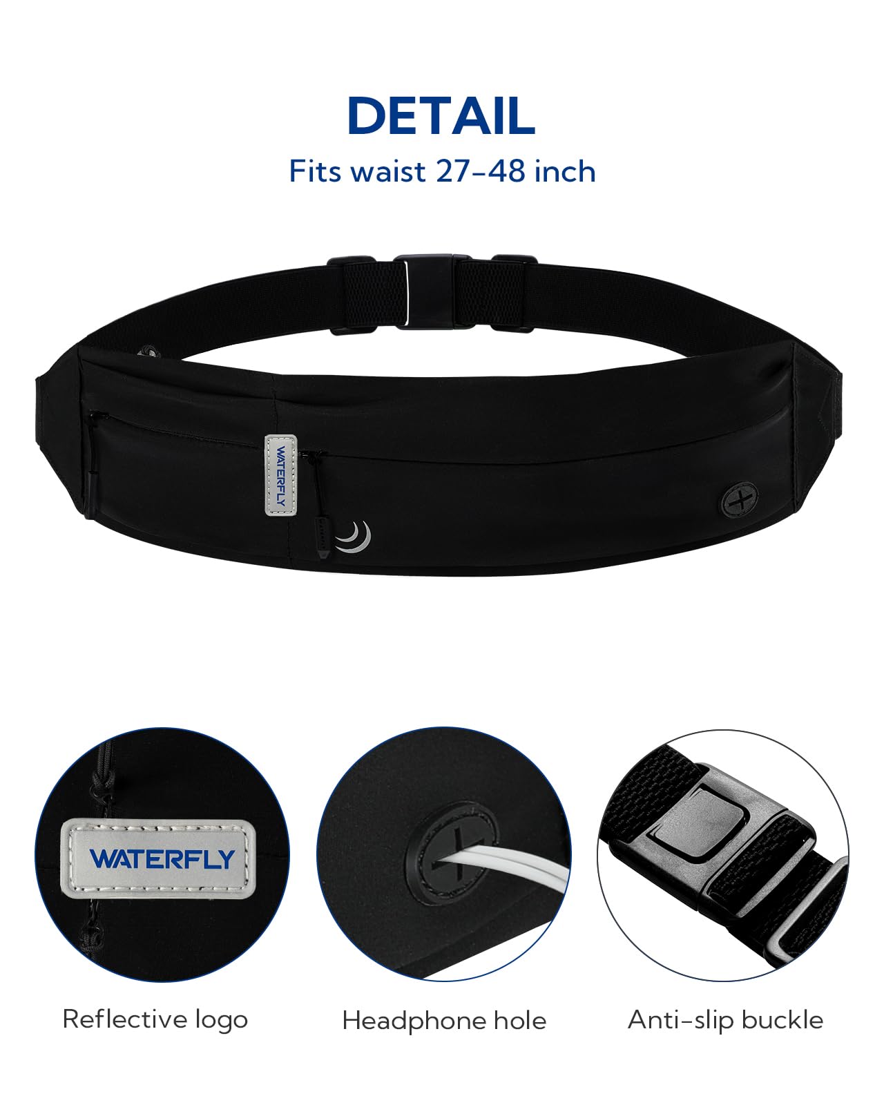 WATERFLY Running Belt Fanny Pack: Runner Marathon Jogging Waist Pack Sport Fitness Cell Phone Holder Pouch for Men Women Jogger Slim Stretchy Running Belt 🍁 All In One Marketplace Canada