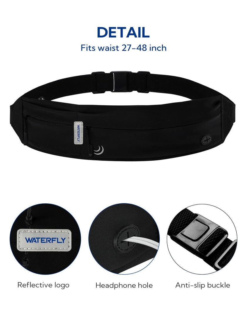 WATERFLY Running Belt Fanny Pack: Runner Marathon Jogging Waist Pack Sport Fitness Cell Phone Holder Pouch for Men Women Jogger Slim Stretchy Running Belt 🍁 All In One Marketplace Canada