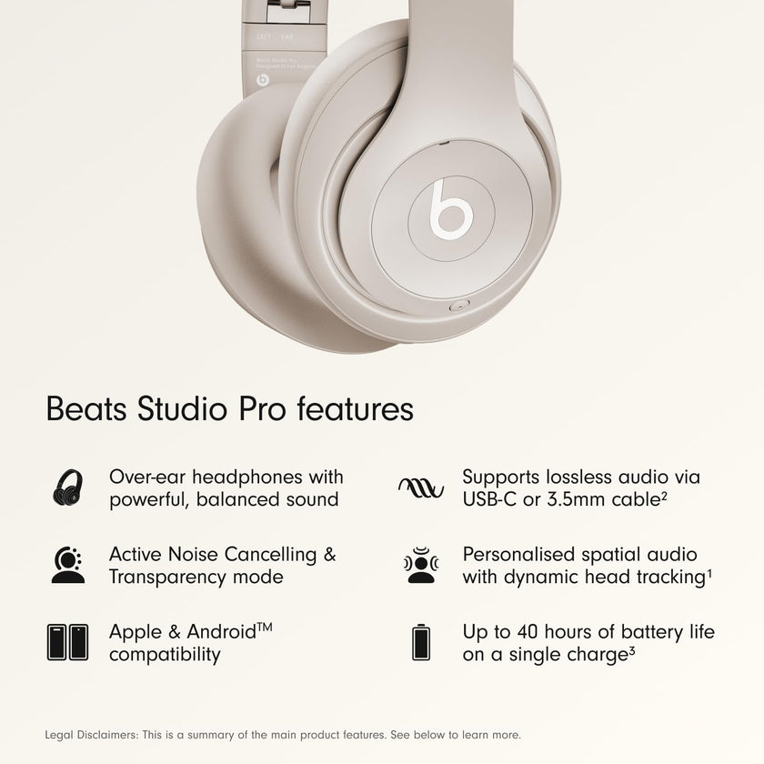 Beats Studio Pro - Wireless Bluetooth Noise Cancelling Headphones - Personalized Spatial Audio, USB-C Lossless Audio, Apple & Android Compatibility, Up to 40 Hours Battery Life - Sandstone 🍁 All In One Marketplace Canada