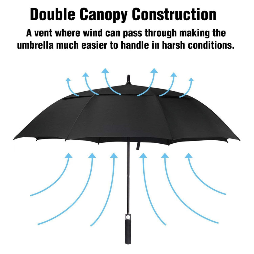 ACEIken Golf Umbrella Windproof Large 62 Inch, Double Canopy Vented, Automatic Open, Extra Large Oversized,Sun Protection Ultra Rain & Wind Resistant Stick Umbrellas, Black 🍁 All In One Marketplace Canada