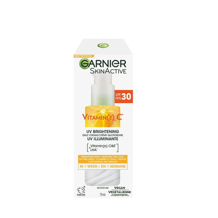 Garnier Face Sunscreen SkinActive Vitamin C UV Brightening Daily Cream SPF 30, Brightening & Protection, Lightweight Moisturizer, UV Defense with Vitamin C, 75ml 🍁 All In One Marketplace Canada