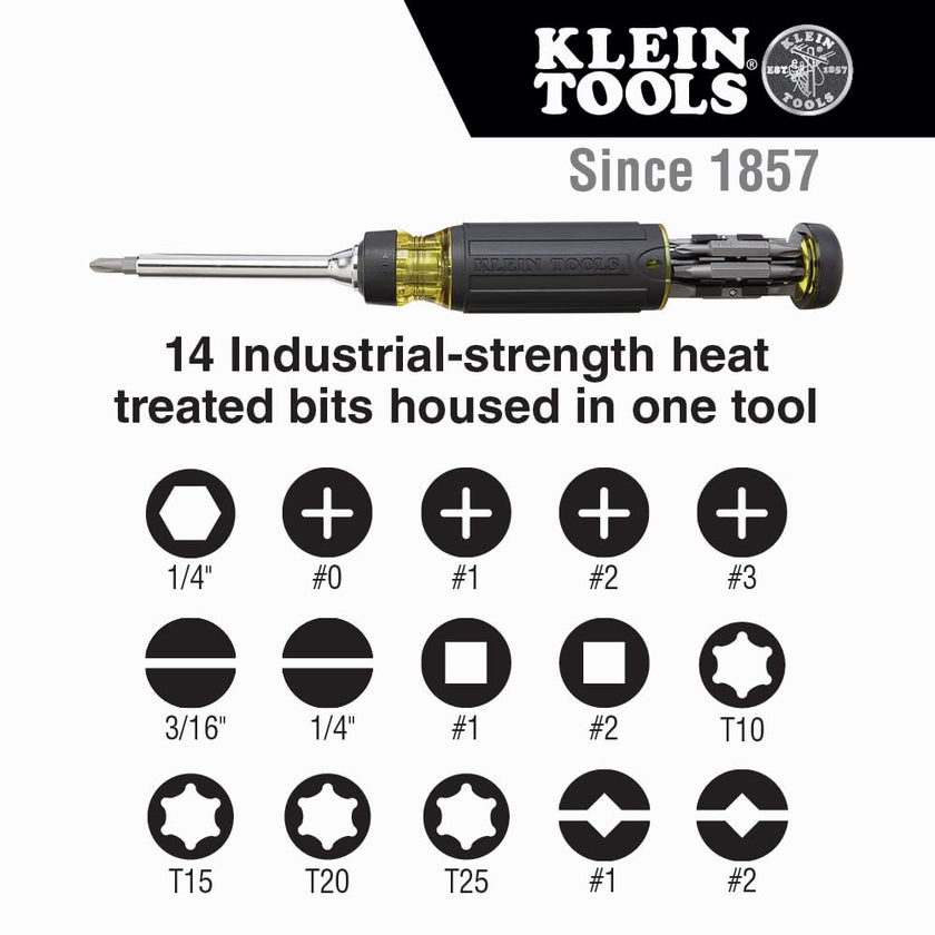 Klein Tools 32305 Multi-bit Ratcheting Screwdriver, 15-in-1 Tool with Phillips, Slotted, Square, Torx and Combo Bits and 1/4-Inch Nut Driver 🍁 All In One Marketplace Canada