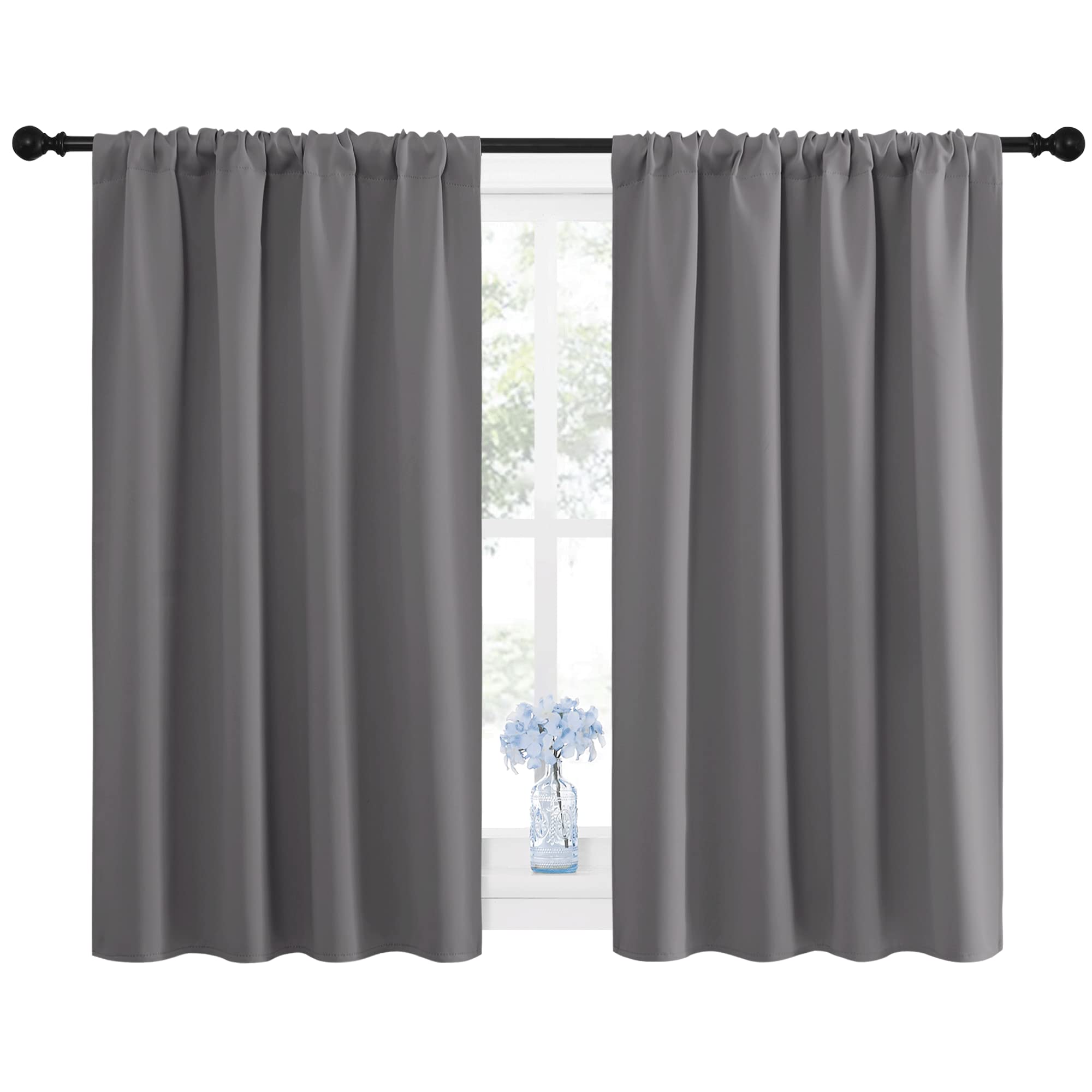 NICETOWN Blackout Kitchen Curtains 45 Inches Long, W42 x L45, Grey 🍁 All In One Marketplace Canada