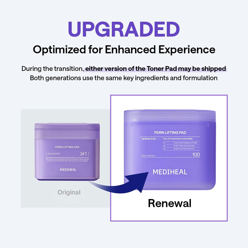 MEDIHEAL PDRN Lifting Toner Pads – Pore Tightening with Plant-Based PDRN, Peptide, Glutathione & PHA, Pore Care, Firming & Wrinkle Care, Stretchy Lifting Fabric, Korean Skin Care, 100 Pads 🍁 All In One Marketplace Canada