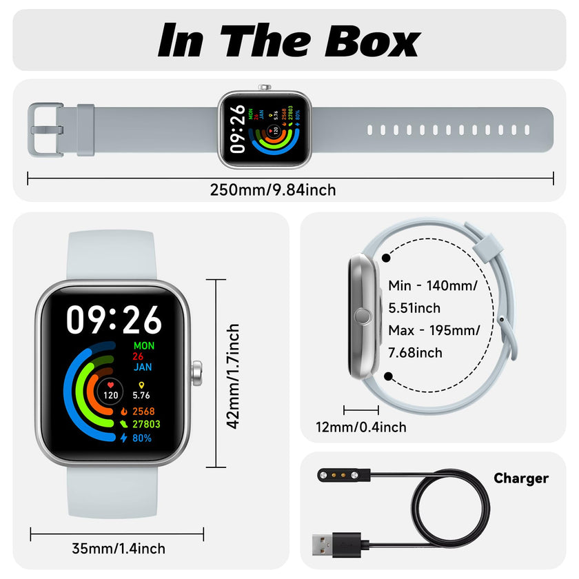Smart Watch for Men Women with Bluetooth Call, Alexa Built-in, Heart Rate & Sleep Monitor, 1.83
