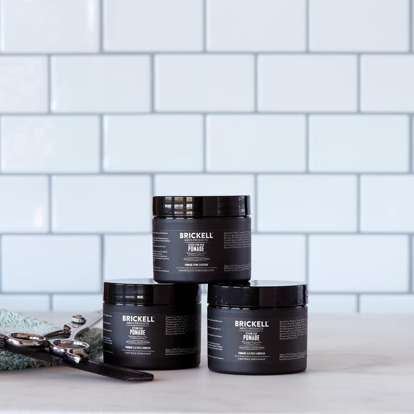 Brickell Men’s Styling Clay Pomade For Men, Natural & Organic with Strong Hold & Matte Finish, Product for Modern Hairstyles, 2 Ounces, Scented 🍁 All In One Marketplace Canada