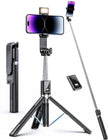 ANXRE Selfie Stick Tripod with Fill Light and Stable Base, Extendable Phone Tripod with Detachable Wireless Remote, 50