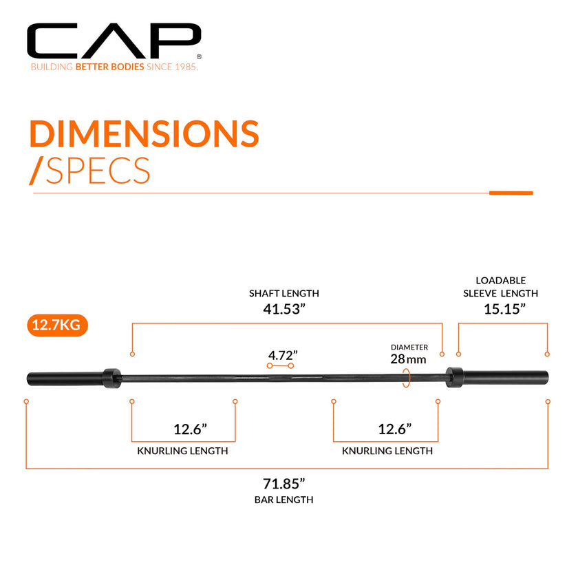 CAP Barbell 6 ft Olympic 2-Inch Solid Barbell | Black 🍁 All In One Marketplace Canada
