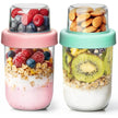 ComSaf Overnight Oats jars with Lids （16oz+4oz 2Pcs）, Dual-Laryer Chia Pudding Jars with Dry and Wet Separation, Yogurt Parfait Contianer for Oatmeal Cereal Nut Fruit, Meal Prep Glass Jars for Salad 🍁 All In One Marketplace Canada